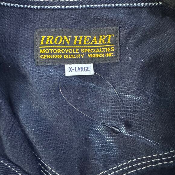 IRON HEART Stripe Denim Western Snap Button Shirt Indigo CPO Workwear Size XL - Picture 9 of 11